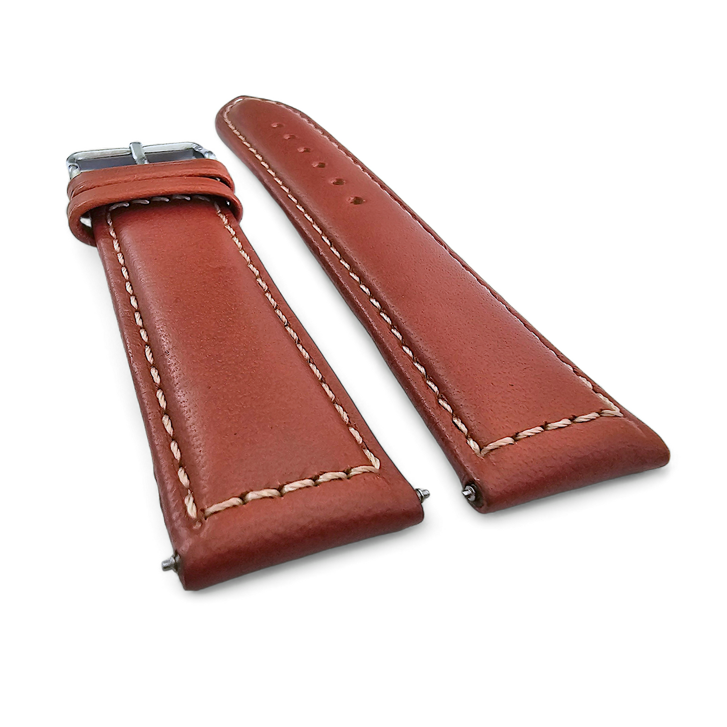 Italian Leather Classic Padded Watch Strap Band 18mm 20mm 22mm Chestnut Brown