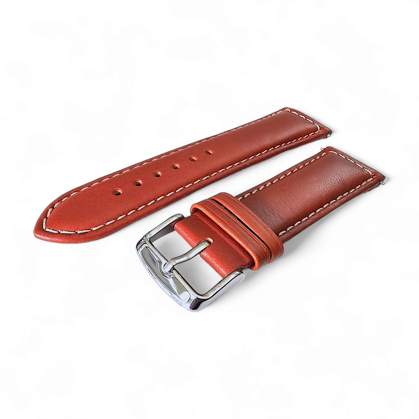 Italian Leather Classic Padded Watch Strap Band 18mm 20mm 22mm Chestnut Brown
