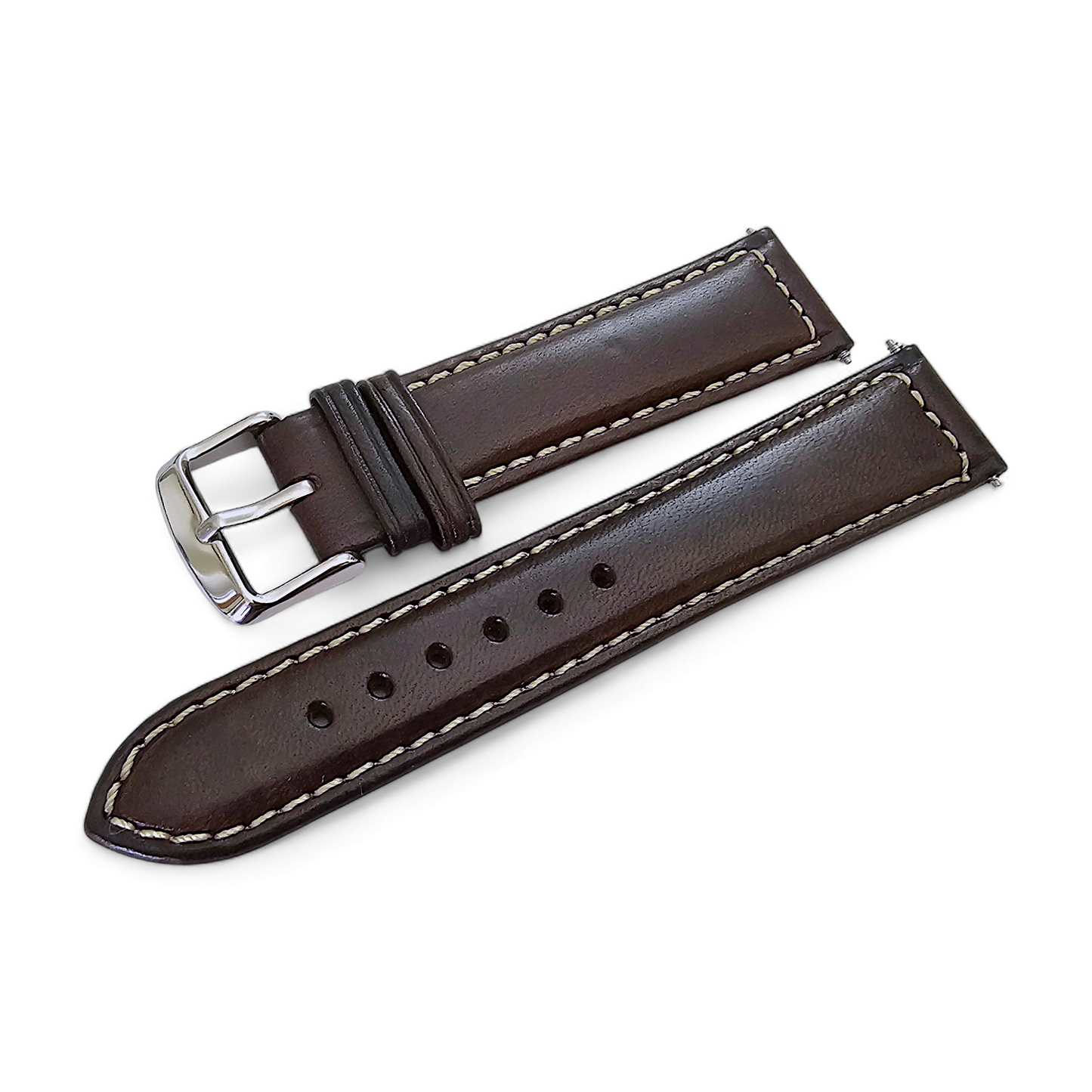 Italian Leather Classic Padded Watch Strap Band 18mm 20mm 22mm Dark Chocolate Brown