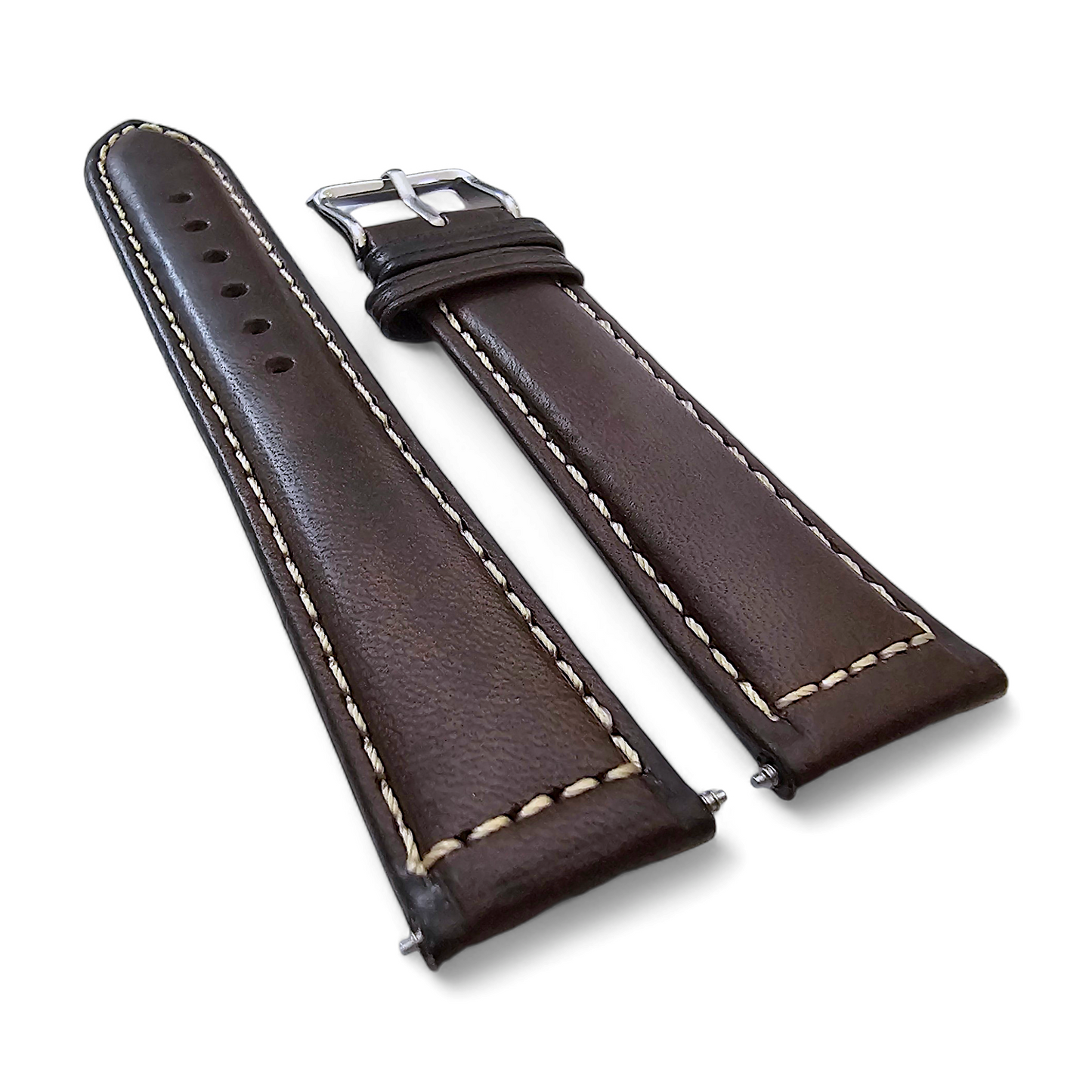 Italian Leather Classic Padded Watch Strap Band 18mm 20mm 22mm Dark Chocolate Brown