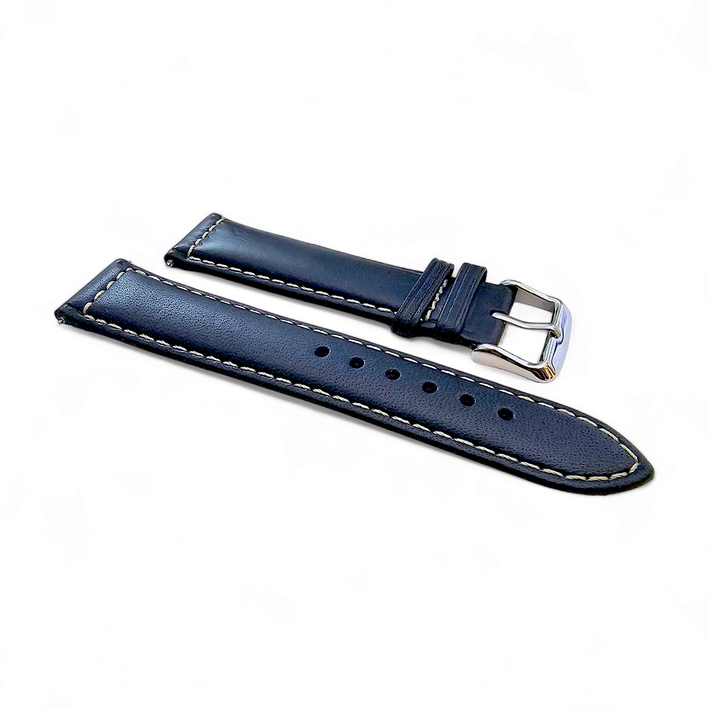 Italian Leather Classic Padded Watch Strap Band 18mm 20mm 22mm Navy Blue