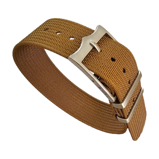 Ribbed NATO Tudor Style Buckle Premium Nylon Watch Strap Band 20mm 22mm Brown