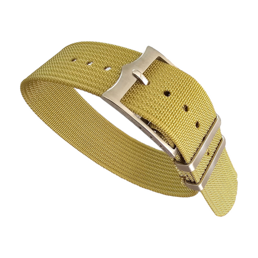 Ribbed NATO Tudor Style Buckle Premium Nylon Watch Strap Band 20mm 22mm Khaki Beige