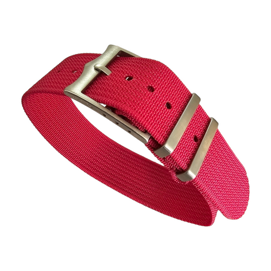 Ribbed NATO Tudor Style Buckle Premium Nylon Watch Strap Band 20mm 22mm Red