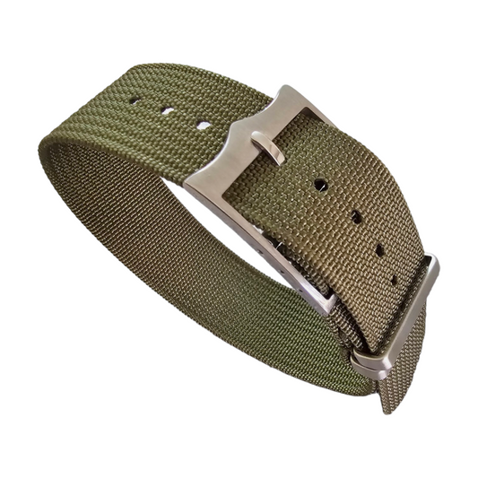Ribbed NATO Tudor Style Buckle Premium Nylon Watch Strap Band 20mm 22mm Army Green