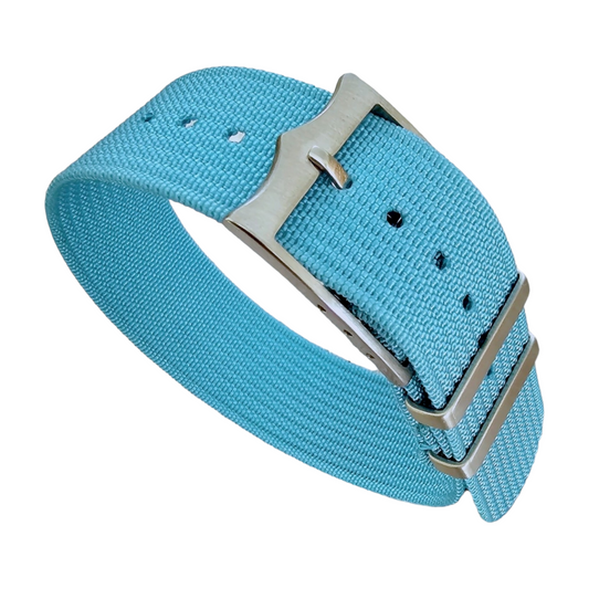 Ribbed NATO Tudor Style Buckle Premium Nylon Watch Strap Band 20mm 22mm Tiffany Blue