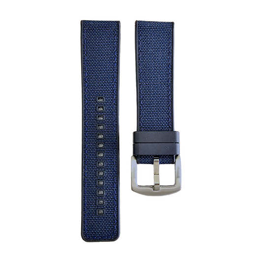 Hybrid Sailcloth Canvas & FKM Rubber Watch Strap 20mm 22mm 24mm Blue