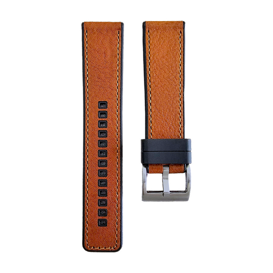 Hybrid Italian Leather & FKM Rubber Watch Strap 20mm 22mm 24mm