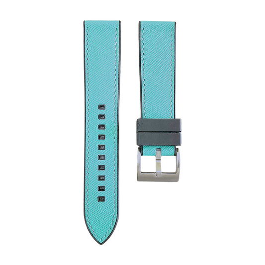 Hybrid Saffiano Leather FKM Rubber Watch Strap 20mm 22mm