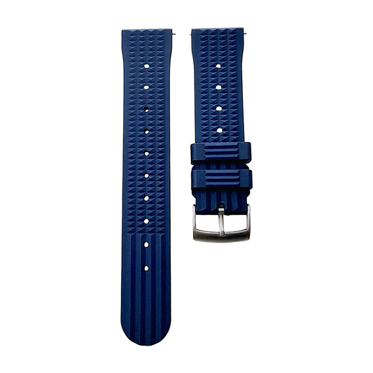 FKM Rubber Waffle Divers High Quality Watch Strap Band 20mm 22mm Blue