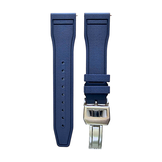Natural Rubber Pilot Flieger Style Deployment Clasp High Quality Watch Strap Band 20mm 22mm Blue
