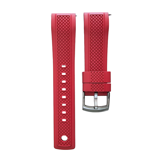 FKM Rubber Crosshatch Tyre Track Divers Watch Strap Band 20mm 22mm Red