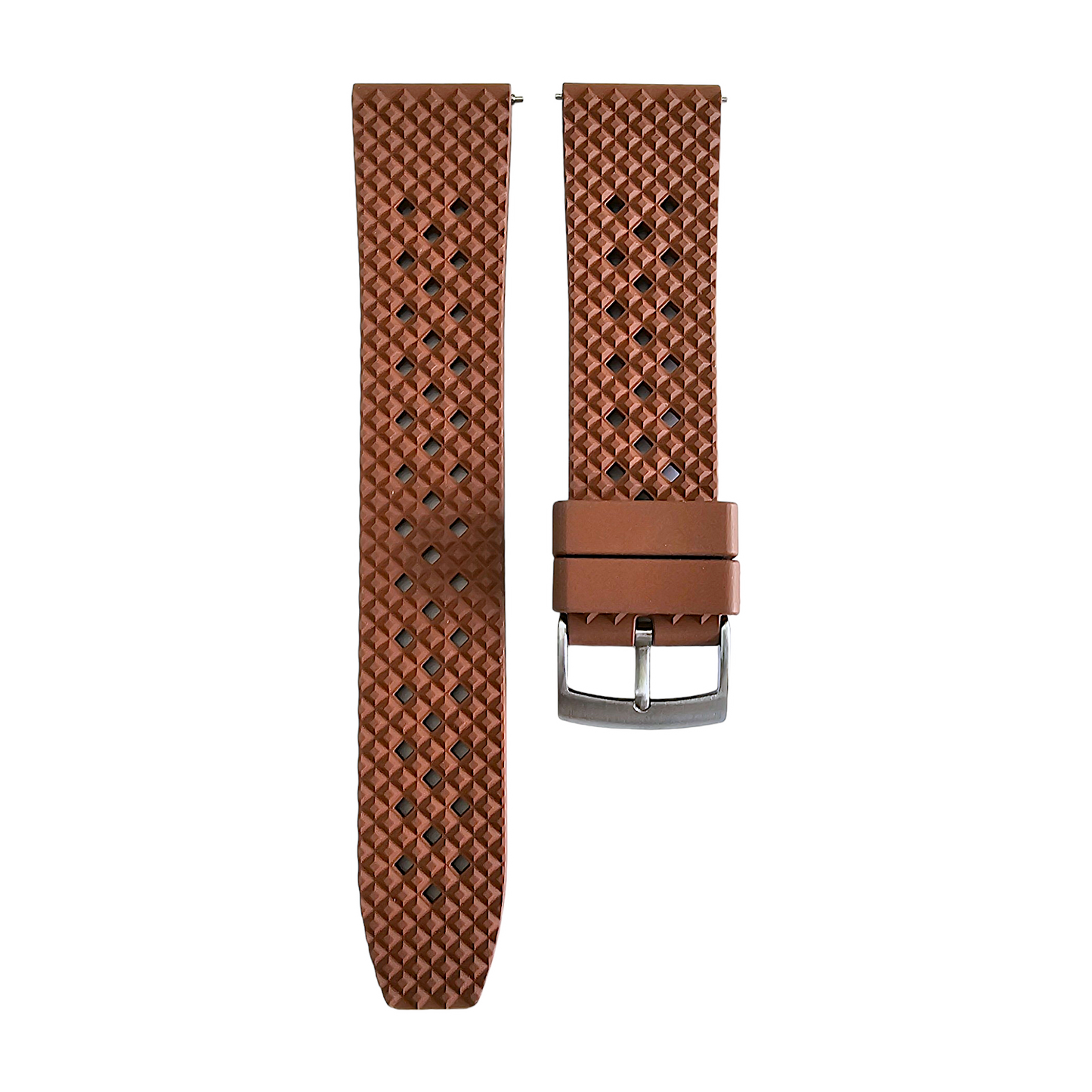 FKM Rubber Honeycomb Divers Watch Strap Band 20mm 22mm Brown