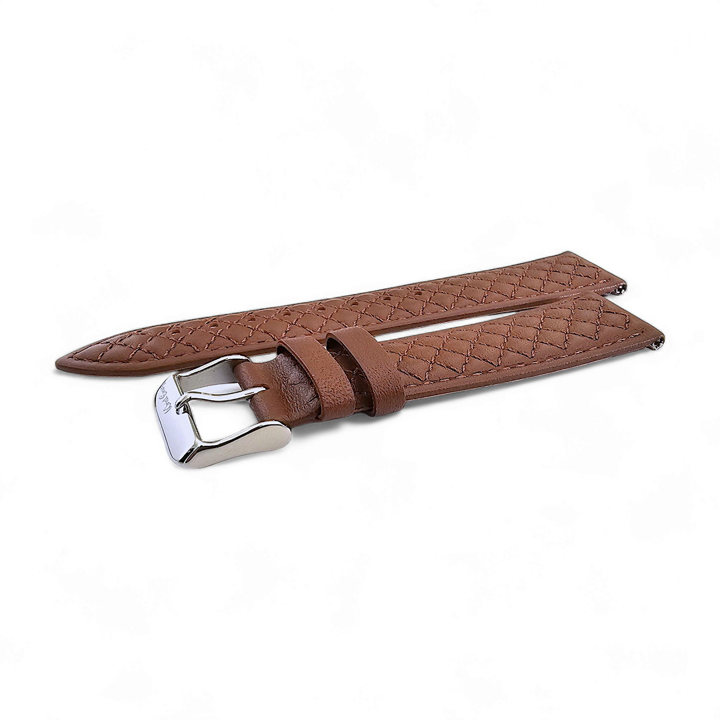 Fine Italian Leather Diamond Stitch Watch Strap Band 18mm 20mm 22mm Brown