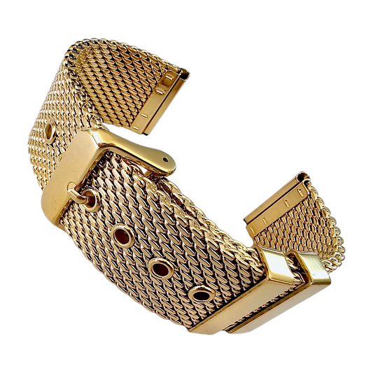 Premium Shark Mesh 2.5mm Thich Two Piece Milanese Heavy Gold Plated Watch Strap With Pins 18mm 20mm 22mm