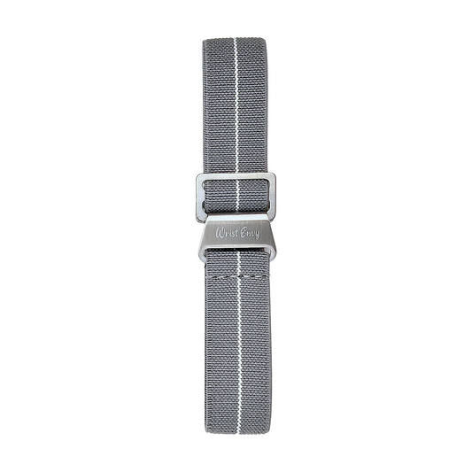 Elastic Nylon French Marine Nationale Watch Strap Band Military NATO 20mm 22mm Grey White Stripe