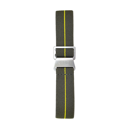 Elastic Nylon French Marine Nationale Watch Strap Band Military NATO 20mm 22mm Army Green Yellow Stripe