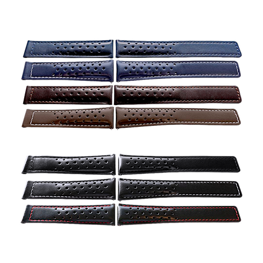 Luxury Calf Perforated Leather Straps For Deployment Clasps