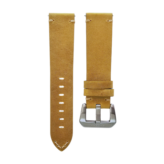 Handmade Top Grain Italian Leather Watch Strap Khaki Sand 20mm 22mm
