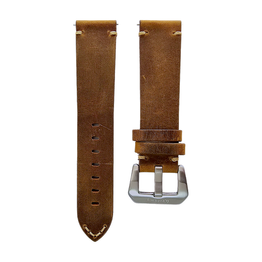 Handmade Top Grain Italian Leather Watch Strap Brown 20mm 22mm