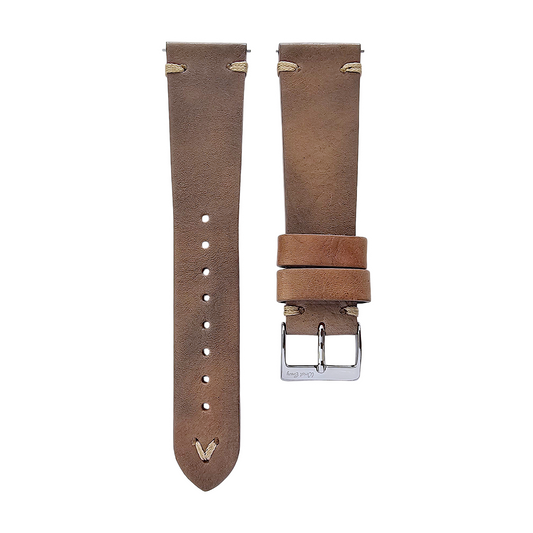Italian Leather Handmade Watch Strap Vintage Classic Dusty Brown 20mm 22mm