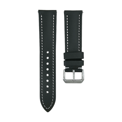 Sailcloth Watch Strap 20mm 22mm Black White Stitching