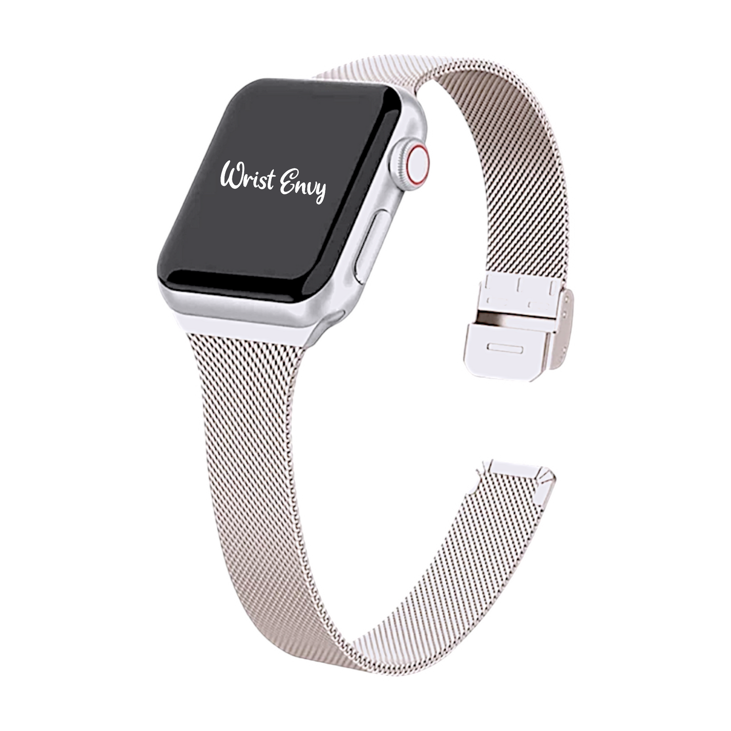 Slim milanese stainless steel bracelet for Apple Watch Starlight Coloured