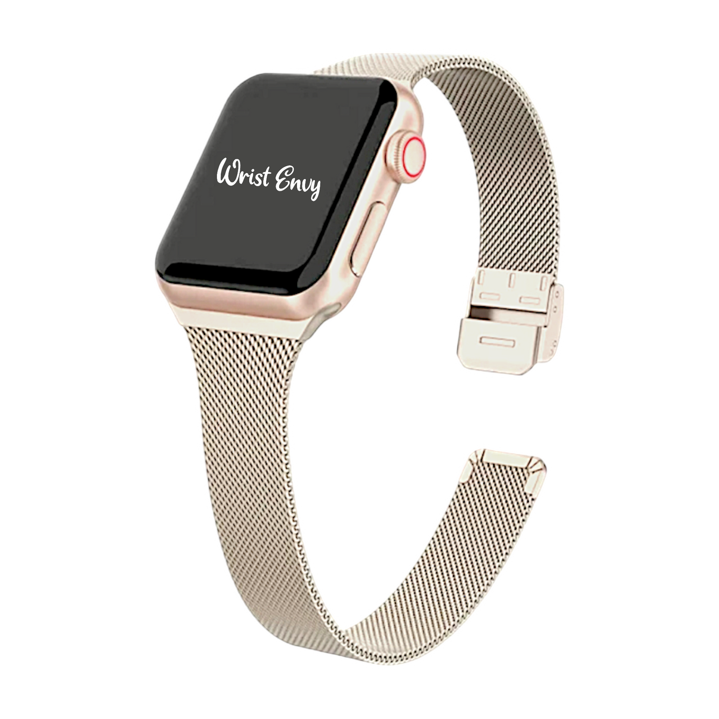 Slim milanese stainless steel bracelet for Apple Watch Champagne Gold Coloured