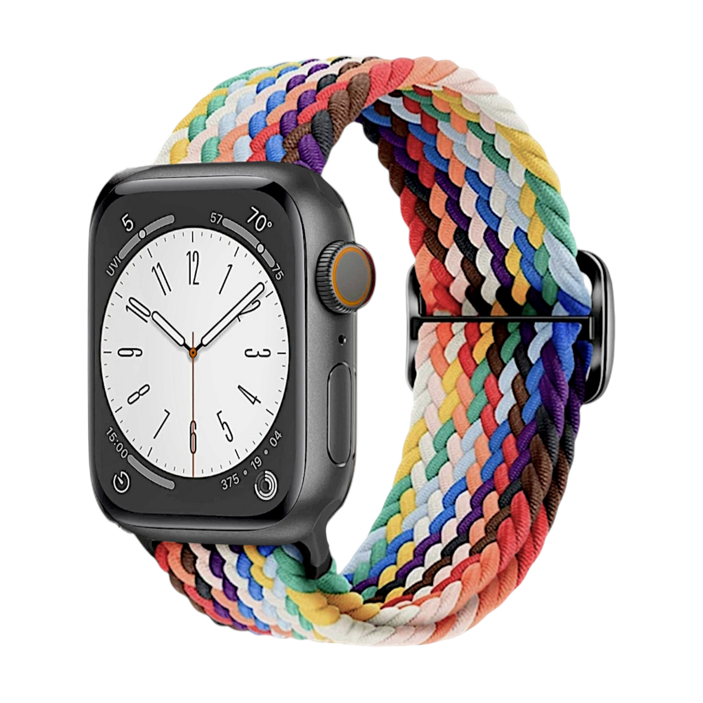 Premium Braided Adjustable Loop Watch Strap For Apple Watch Rainbow