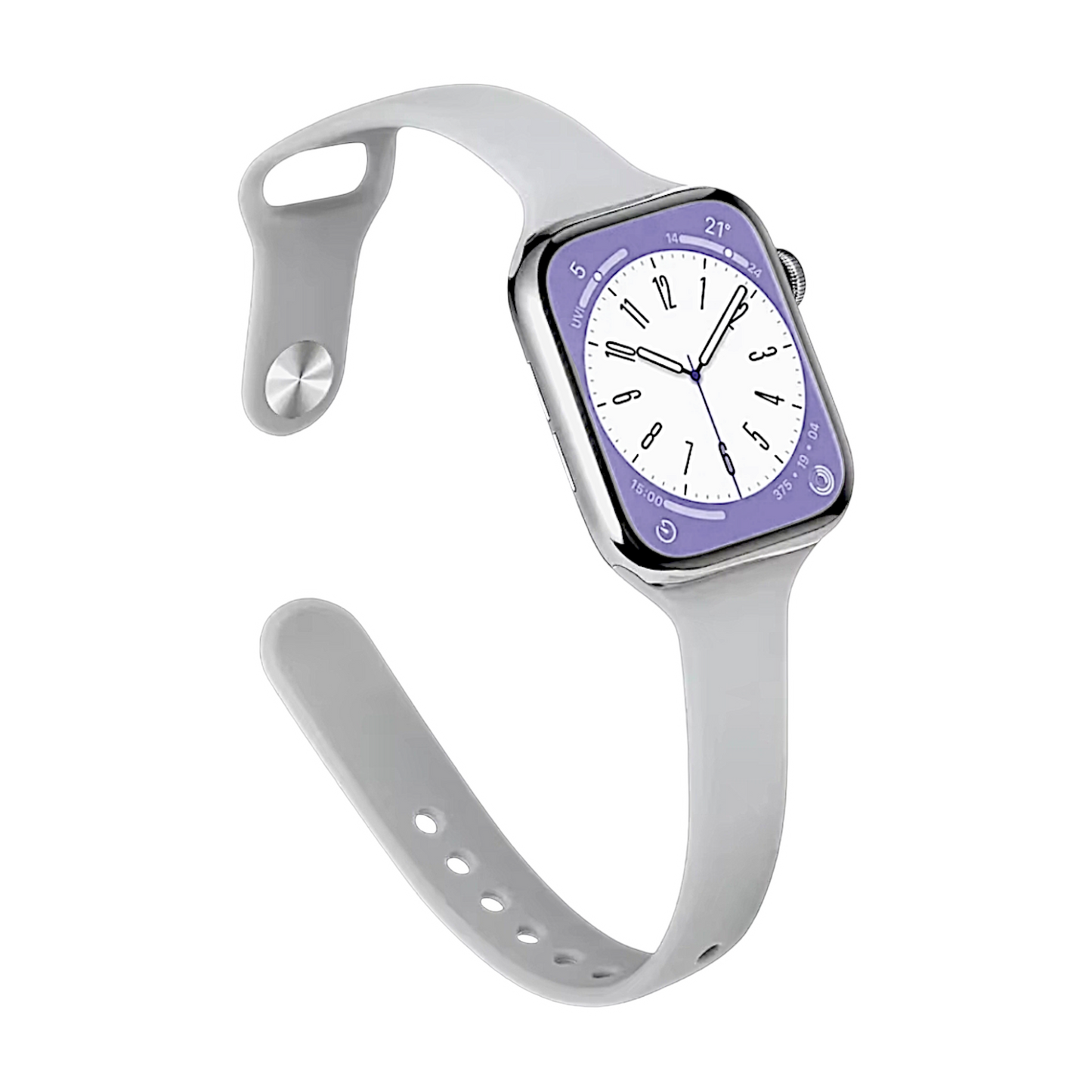 Slim Silicone Watch Strap For Apple Watch Pastel Grey