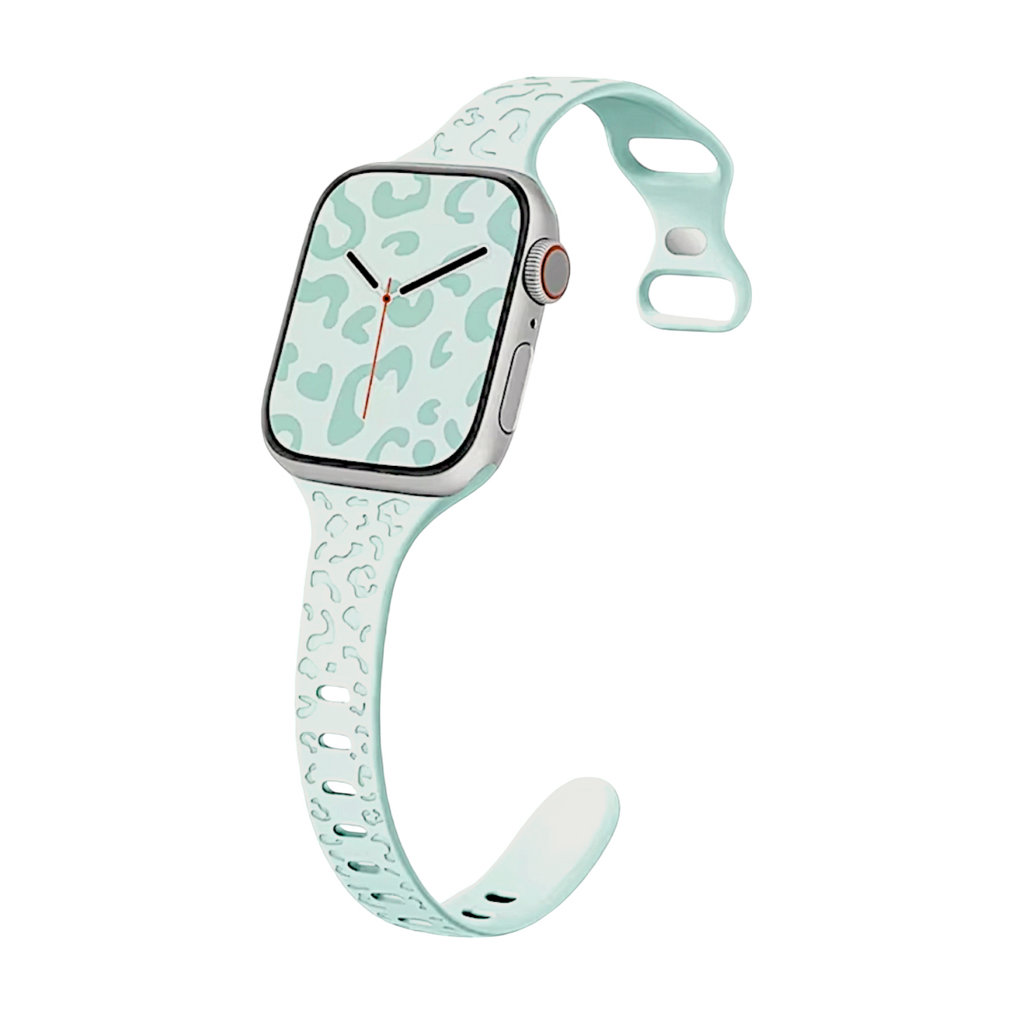 Slim Silicone Patterned Watch Strap For Apple Watch Seafoam Green