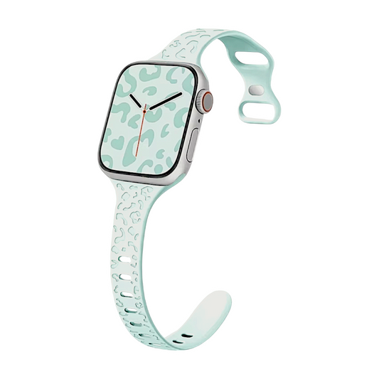 Slim Silicone Patterned Watch Strap For Apple Watch Seafoam Green