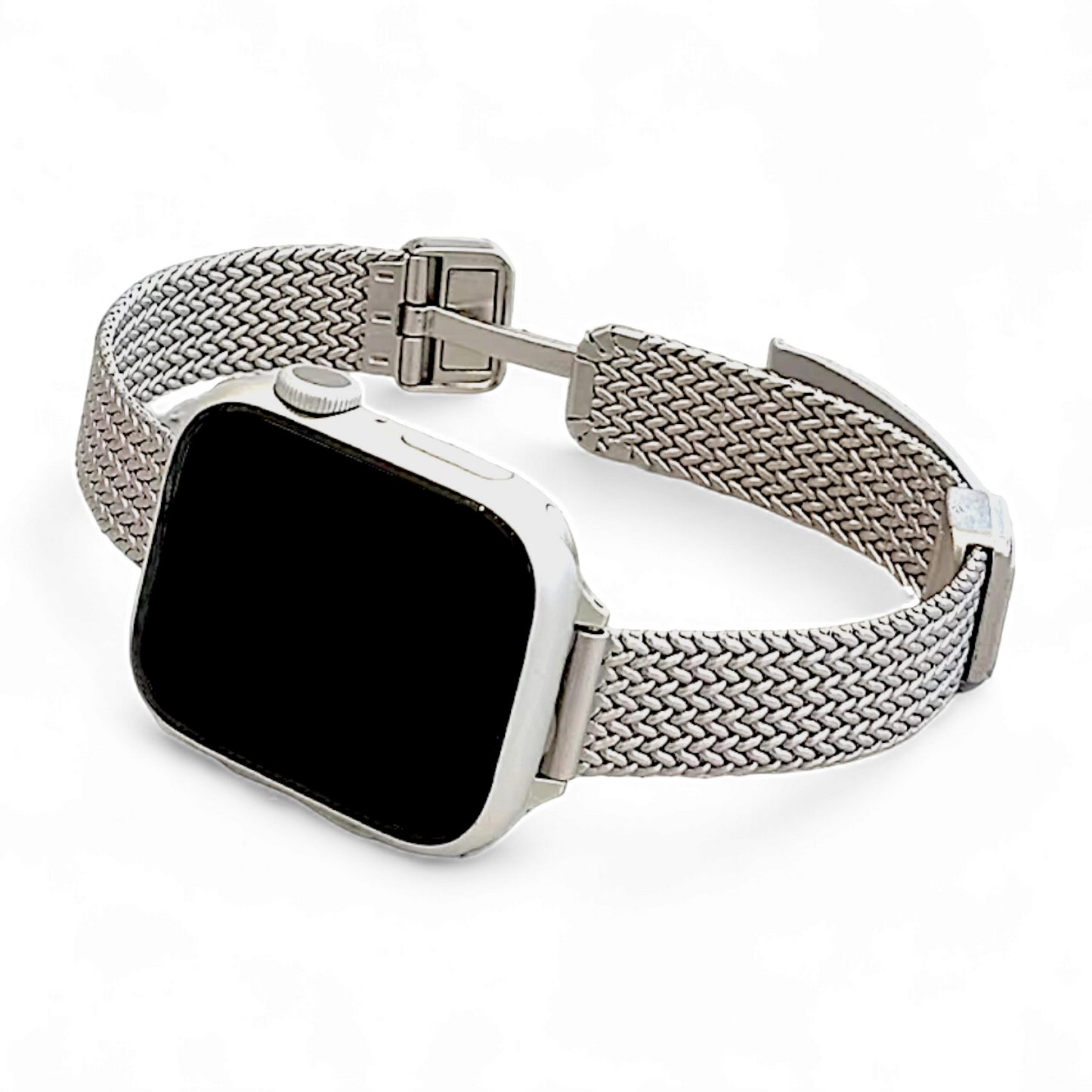 Slim Mesh Stainless Steel Apple Watch Strap Silver