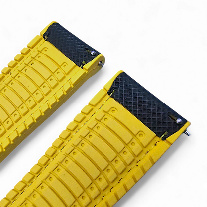 Sailcloth Watch Strap FKM Rubber Black Yellow 20mm 21mm 22mm