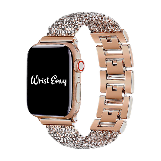 Chain Mail Stainless Steel Apple Watch Strap Rose Gold