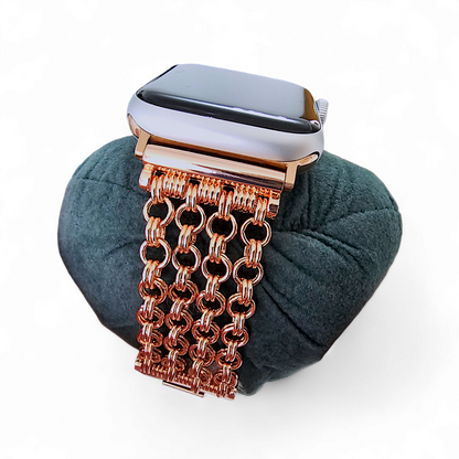 Chain Mail Stainless Steel Apple Watch Strap Rose Gold