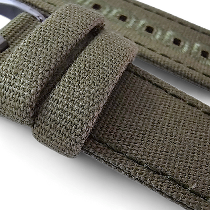 Premium Canvas Sailcloth Watch Strap Quick Release 20mm 22mm Army Green