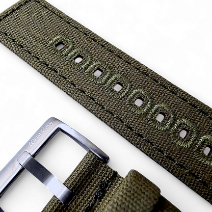 Premium Canvas Sailcloth Watch Strap Quick Release 20mm 22mm Army Green