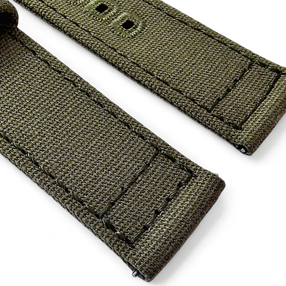 Premium Canvas Sailcloth Watch Strap Quick Release 20mm 22mm Army Green