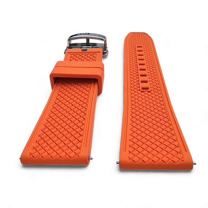 FKM Rubber Butterfly Deployment Watch Strap 20mm 22mm Orange