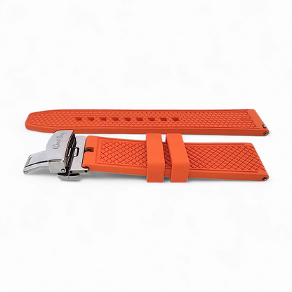 FKM Rubber Butterfly Deployment Watch Strap 20mm 22mm Orange