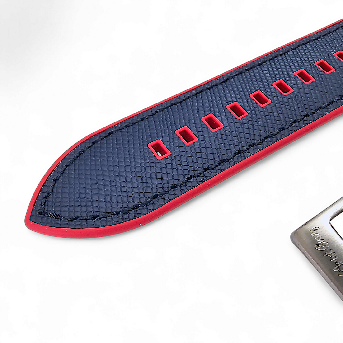 Saffiano Leather & FKM Rubber Watch Strap For Apple IWatch Red Blue