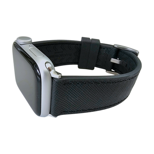 Saffiano Leather & FKM Rubber Watch Strap For Apple IWatch