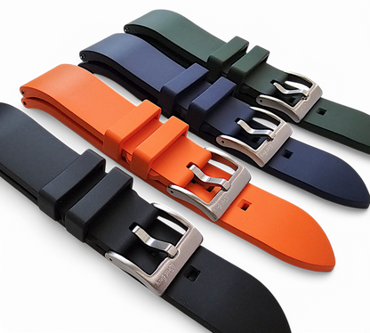 High Quality FKM Rubber Thick Smooth Watch Strap 20mm 22mm 24mm Orange