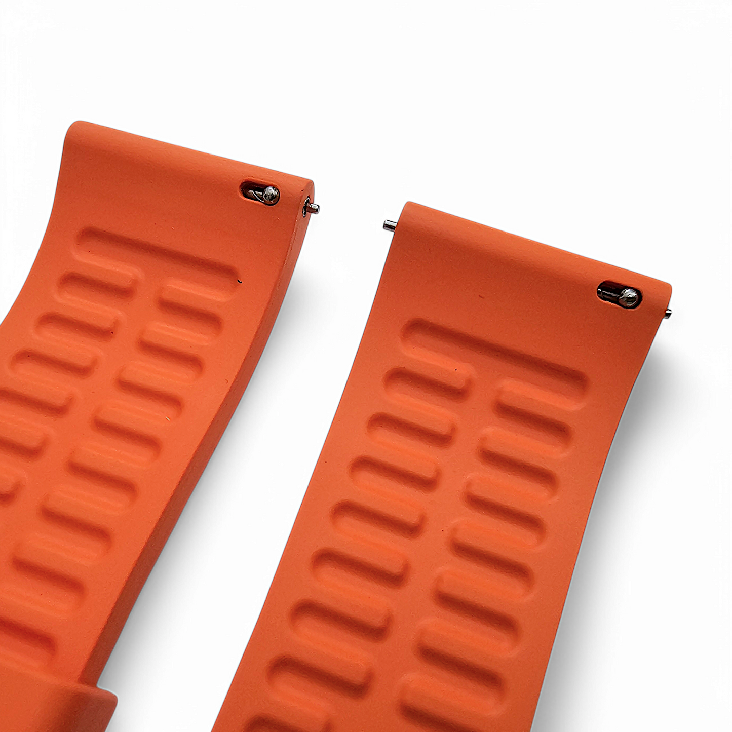 High Quality FKM Rubber Thick Smooth Watch Strap 20mm 22mm 24mm Orange