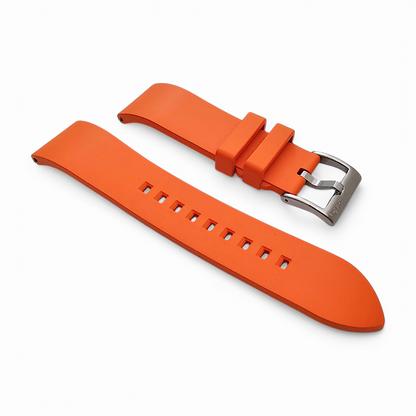 High Quality FKM Rubber Thick Smooth Watch Strap 20mm 22mm 24mm Orange