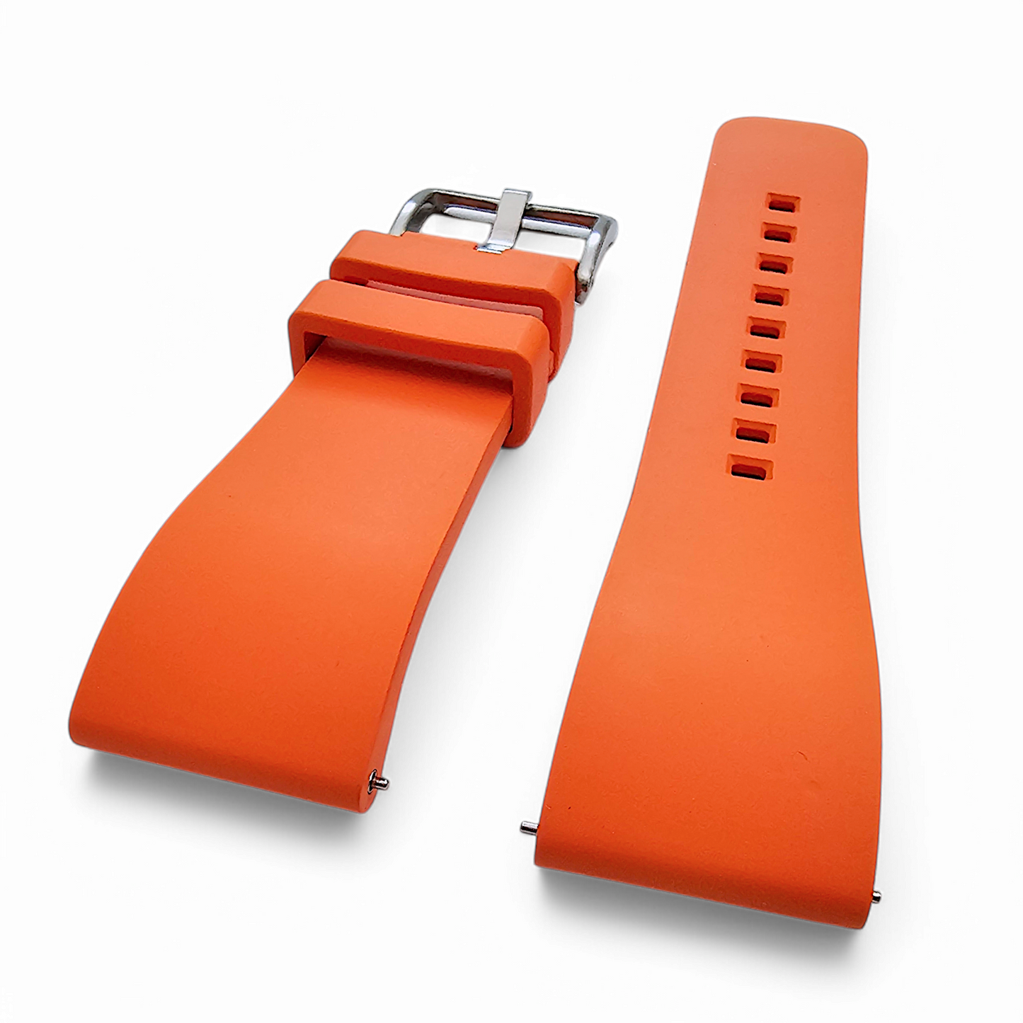 High Quality FKM Rubber Thick Smooth Watch Strap 20mm 22mm 24mm Orange