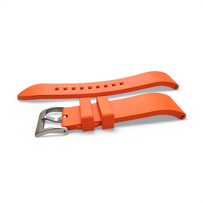 High Quality FKM Rubber Thick Smooth Watch Strap 20mm 22mm 24mm Orange