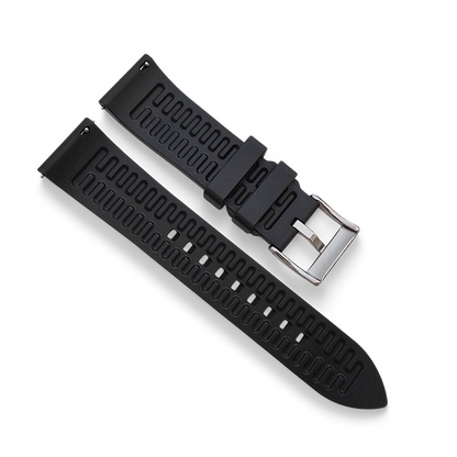 High Quality FKM Rubber Thick Smooth Watch Strap 20mm 21mm 22mm 24mm Black