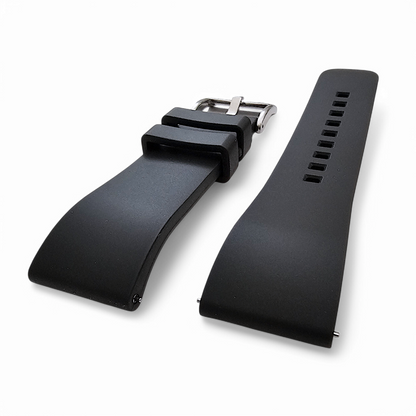 High Quality FKM Rubber Thick Smooth Watch Strap 20mm 21mm 22mm 24mm Black